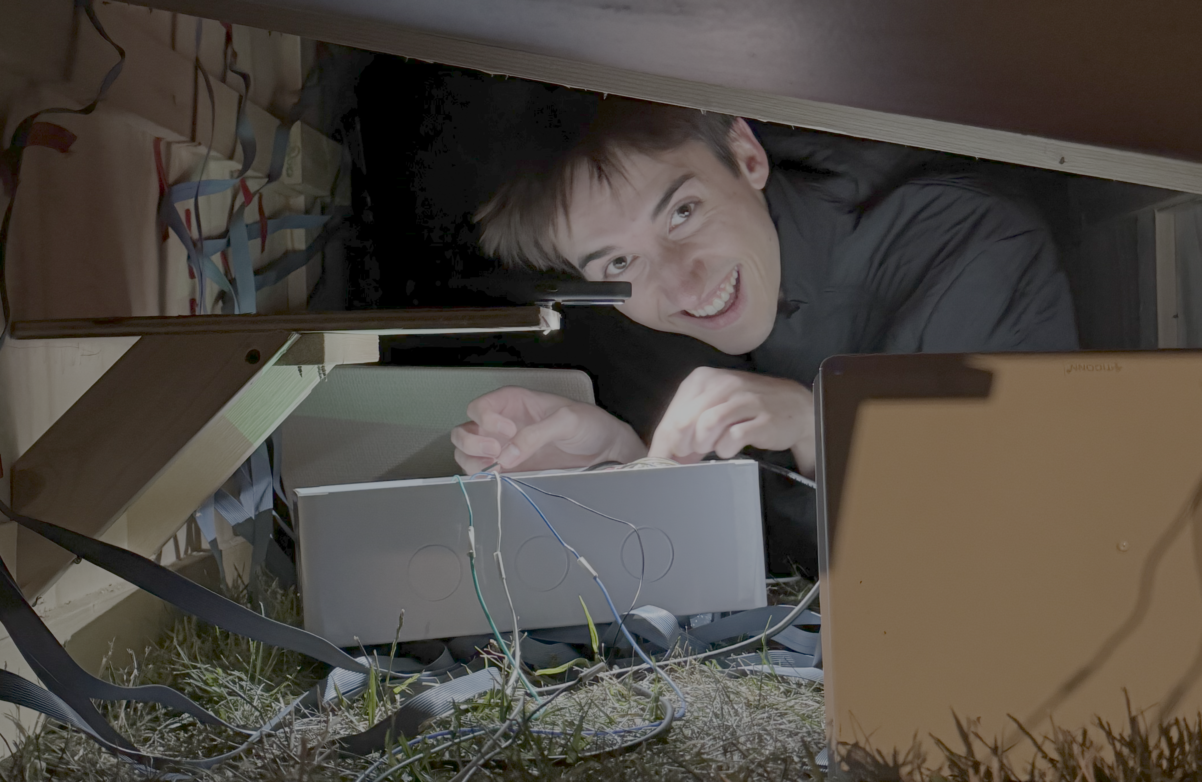 Jeremy Pogue underneath the Musical Steps