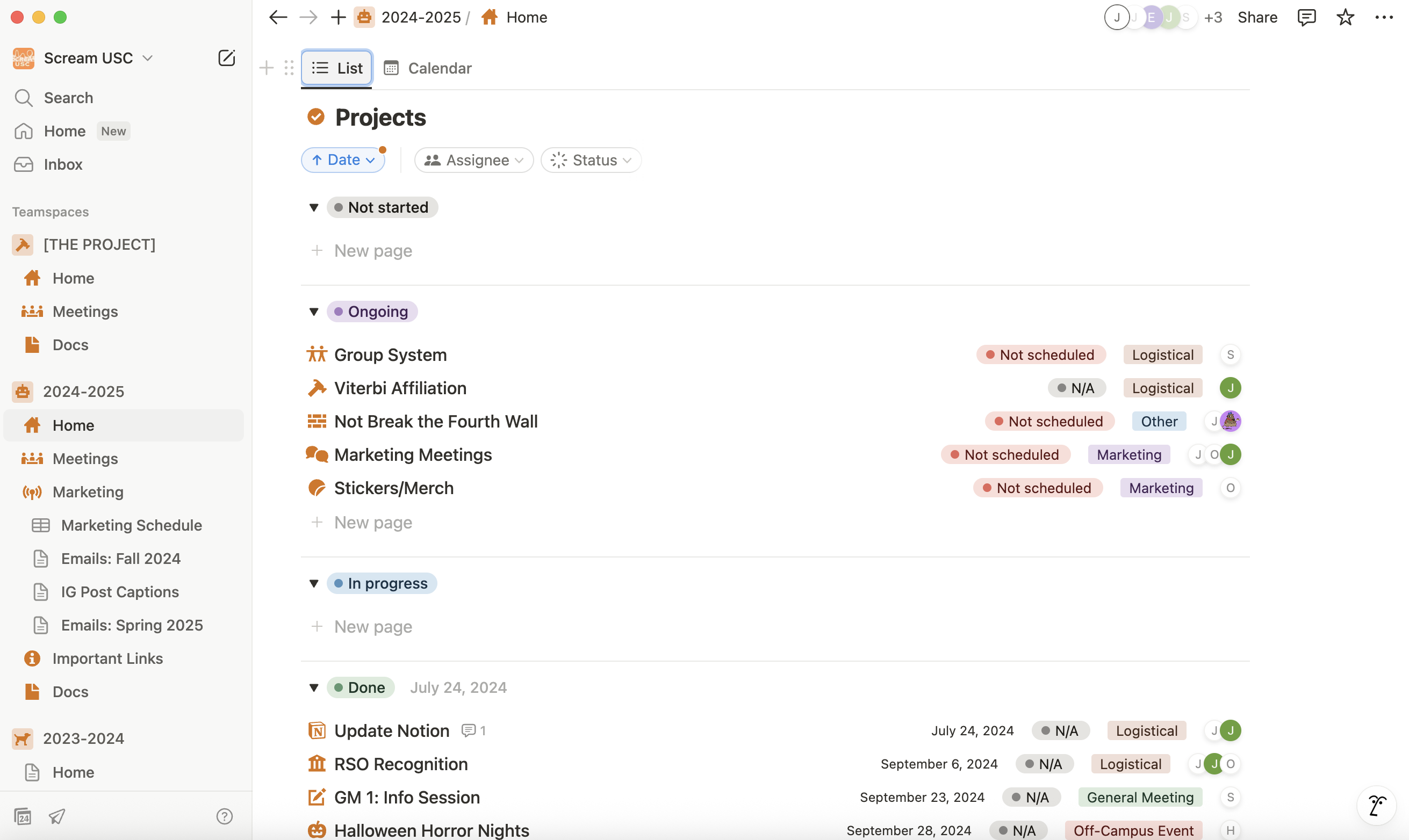 Notion page for Scream USC