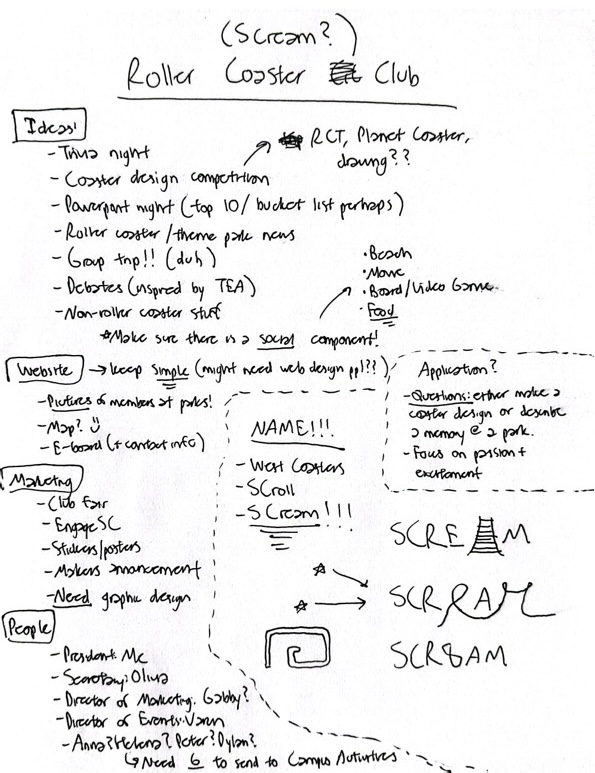 Original brainstorming for Scream USC